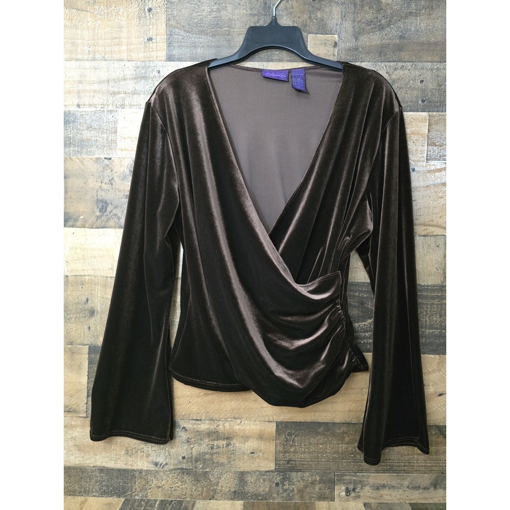 Y2K Metaphor Women Ruched Crushed Velvet To Bell Sleeves Sexy Holiday Event XL